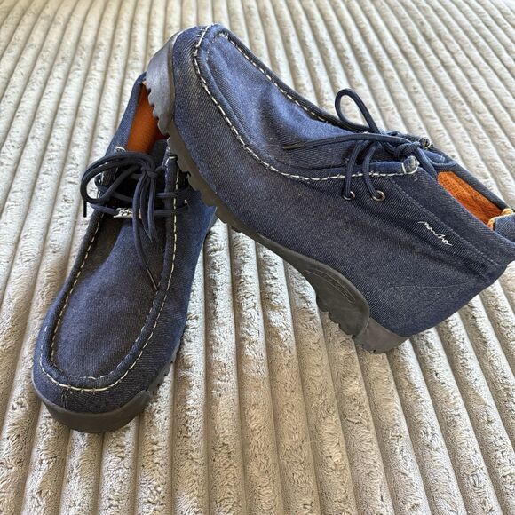Denim Chukka Ankle Men US 11 Boot Blue Lace Up Cushioned - Picture 1 of 9